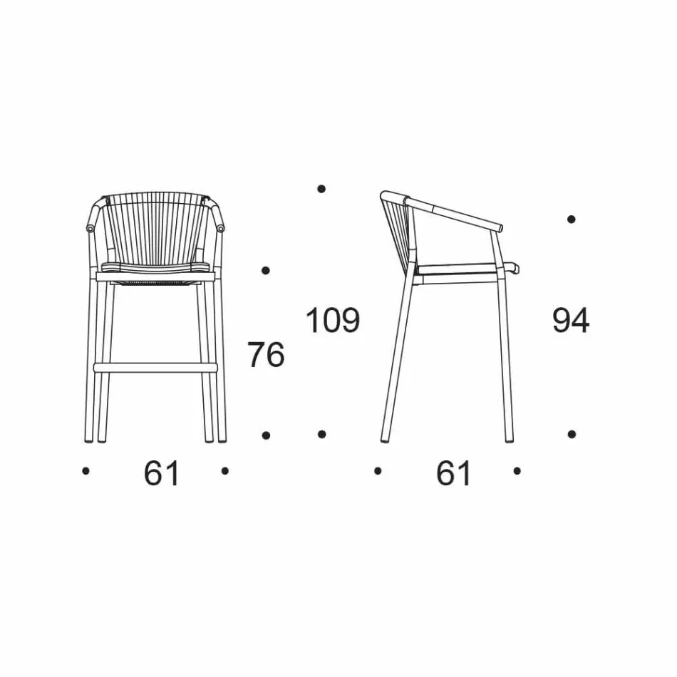 Tamborete de jardim empilhável de alumínio e tecido técnico - Smart por Varaschin Viadurini
