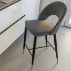 Banqueta para Sala com Estrutura Metálica e Pontas em Latão Galvânico - Sergei Viadurini