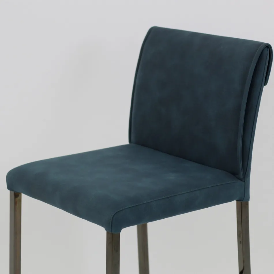 Banqueta de sala de estar em couro sintético e estrutura em Nikel Made in Italy - Cleto Viadurini