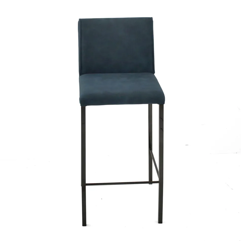 Banqueta de sala de estar em couro sintético e estrutura em Nikel Made in Italy - Cleto Viadurini