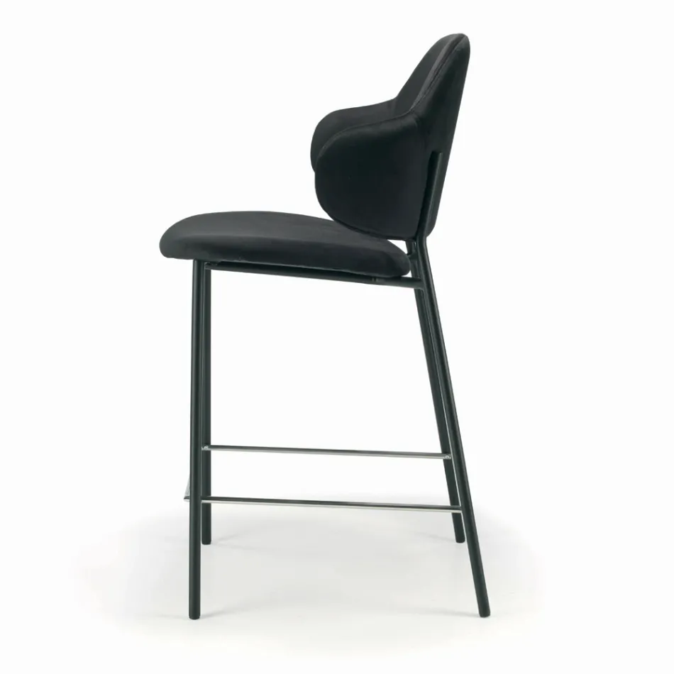 Banqueta para sala em aço e veludo Made in Italy - Rimini Viadurini