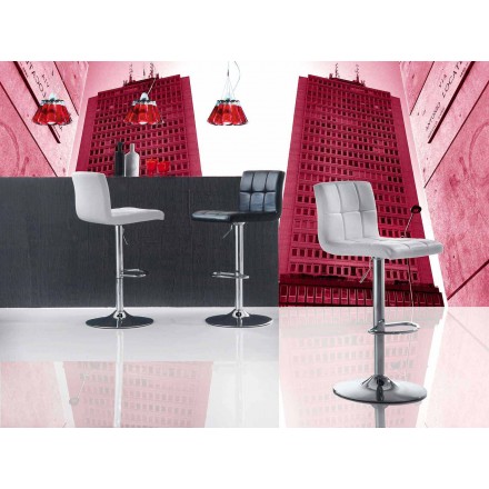 Banqueta de design moderno elevável, assento de couro sintético - Delfina Viadurini
