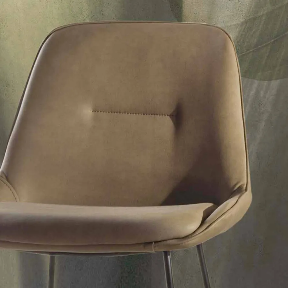 Banqueta de Design Moderno com Trenó de Metal Pintado - Ines Viadurini