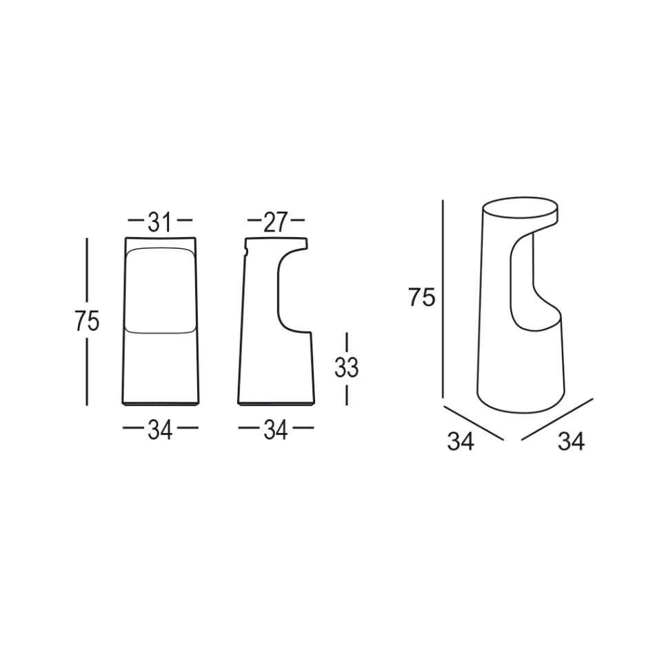 Banqueta de alto design em polietileno mate para exteriores Fabricado na Itália - Forlina Viadurini