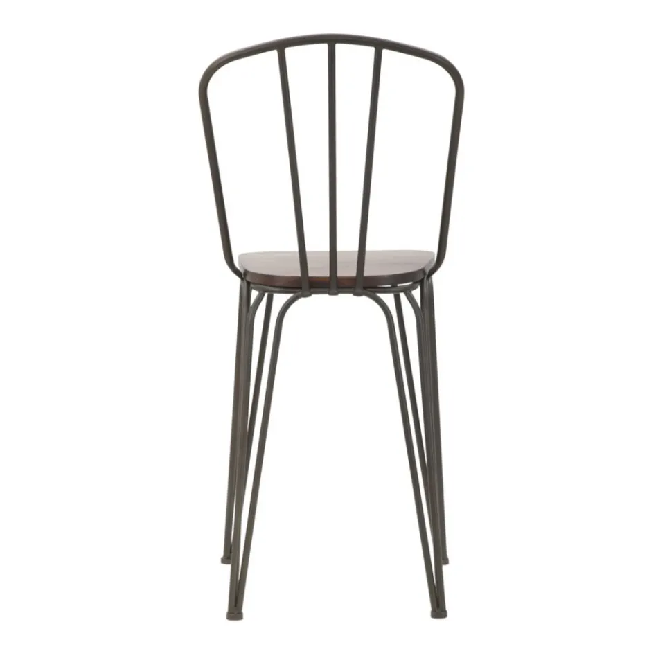 Banqueta Design Moderno em Estilo Industrial em Ferro e Madeira, 2 Peças - Erika Viadurini