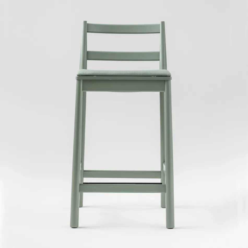 Banqueta Luxo em Faia Maciça com Assento em Tecido Made in Italy - Nora Viadurini