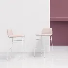 Banqueta Luxo Forrada em Tecido com Base Metálica Fabricada na Itália - Molde Viadurini