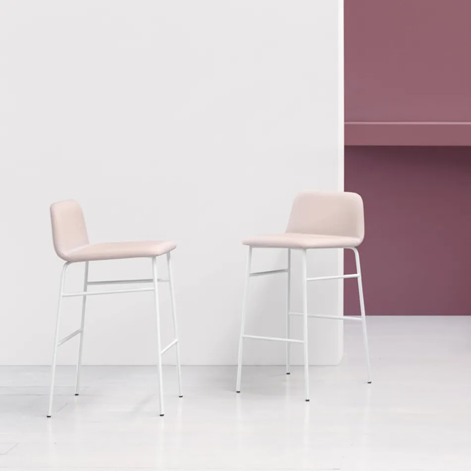 Banqueta Luxo Forrada em Tecido com Base Metálica Fabricada na Itália - Molde Viadurini