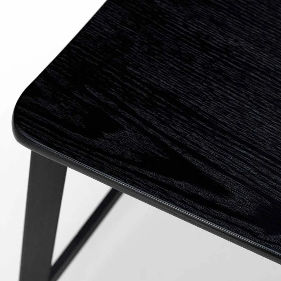 Banqueta de design moderno em madeira e metal, Elmas Viadurini