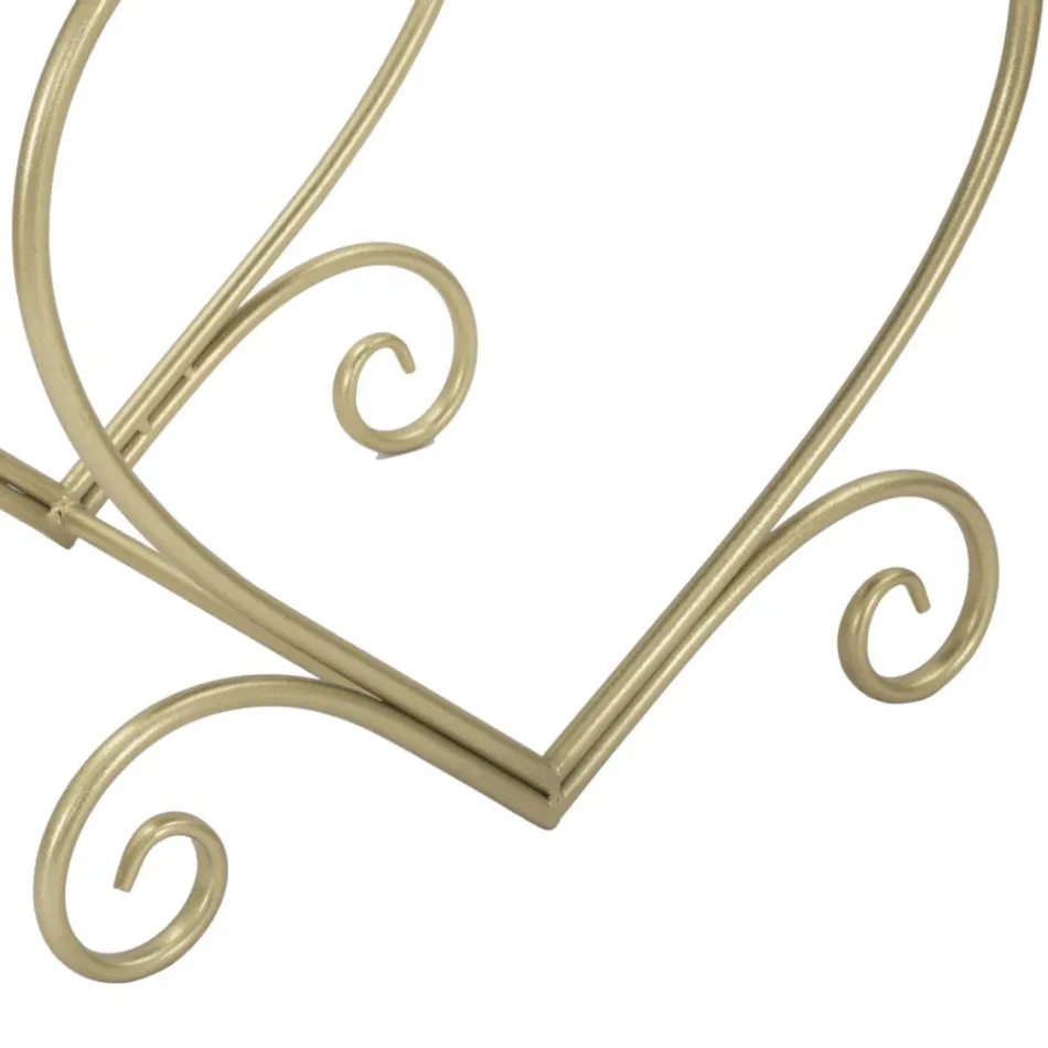 Banqueta baixa de ferro dourado com assento forrado de tecido - Dimentico Viadurini