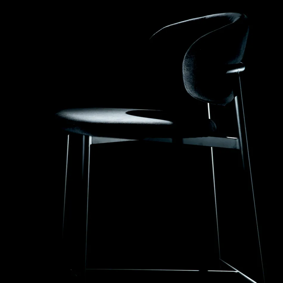 Banqueta Fixa com Assento e Encosto em Veludo Fabricado na Itália - Cagliari Viadurini