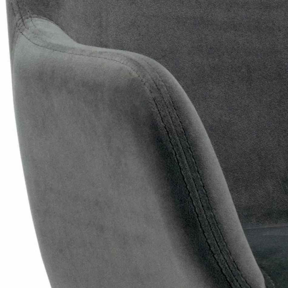 Banqueta Fixa com Assento Estofado e Base em Aço Fabricado na Itália - Arona Viadurini