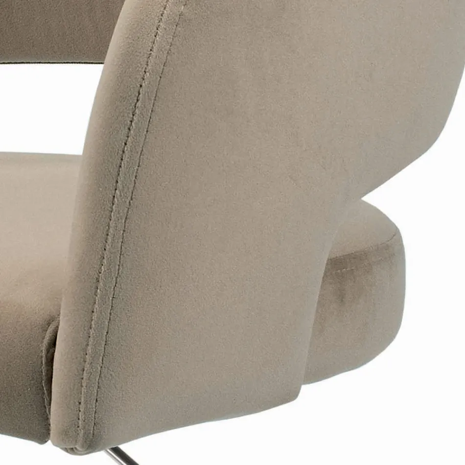 Banqueta giratória e ajustável em altura em veludo e aço - Alassio Viadurini