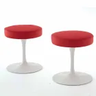 Banqueta giratória em alumínio lacado com assento de couro Made in Italy - Dacia Viadurini