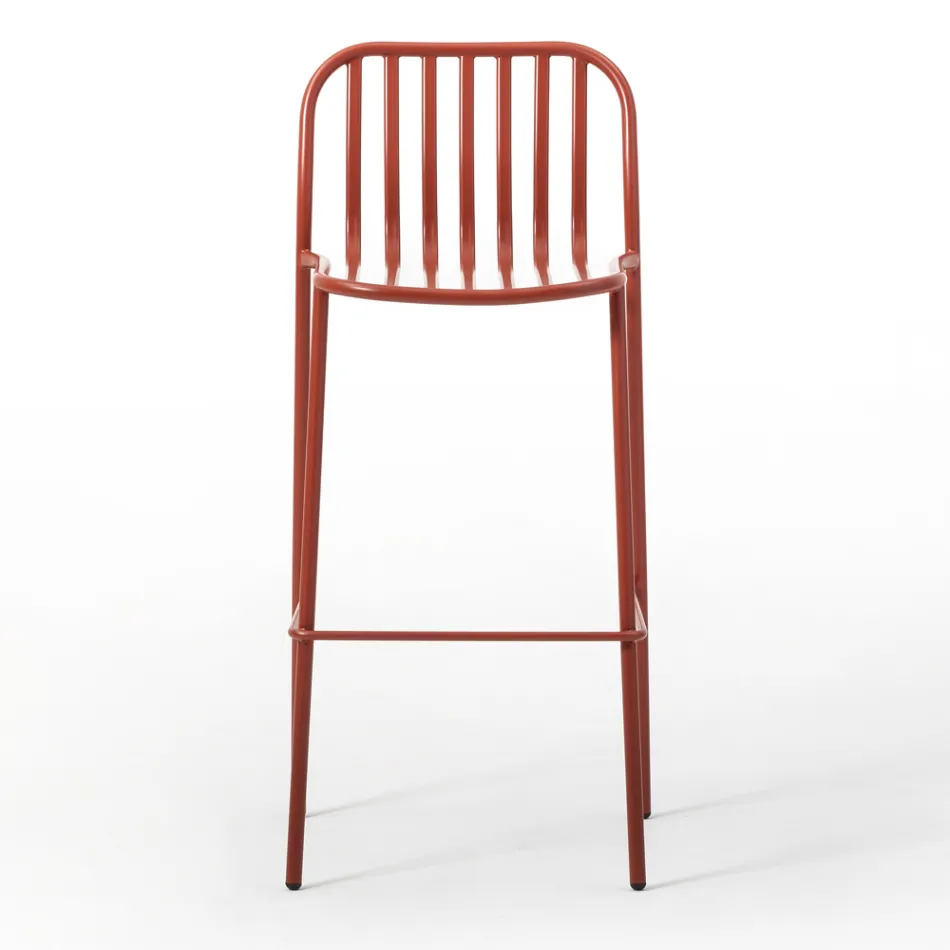 Banqueta de metal empilhável ao ar livre feita na Itália 2 peças - simplesmente Viadurini