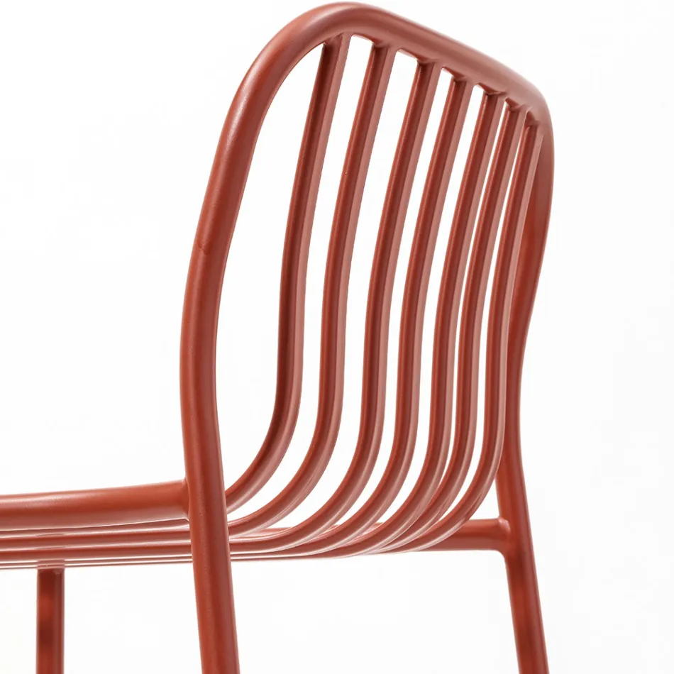 Banqueta de metal empilhável ao ar livre feita na Itália 2 peças - simplesmente Viadurini