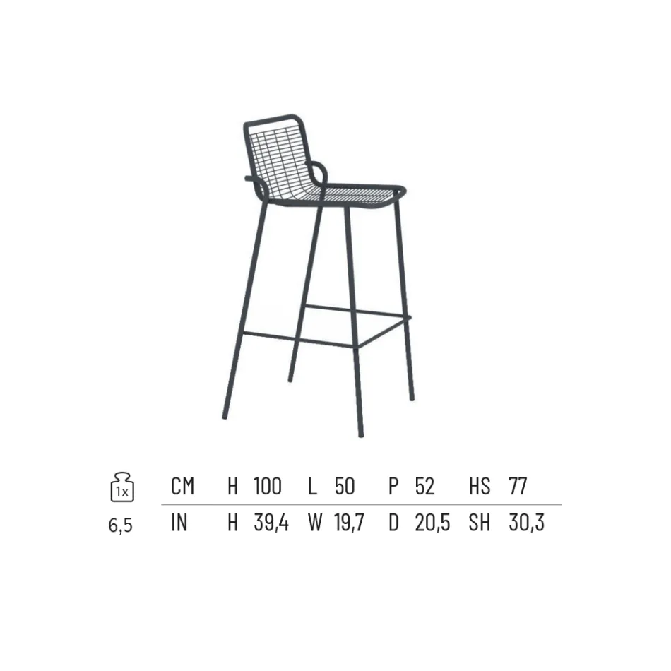 Banco empilhável ao ar livre em metal feito na Itália 2 peças - Vikas Viadurini