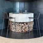 Banco empilhável ao ar livre em metal feito na Itália 2 peças - Vikas Viadurini