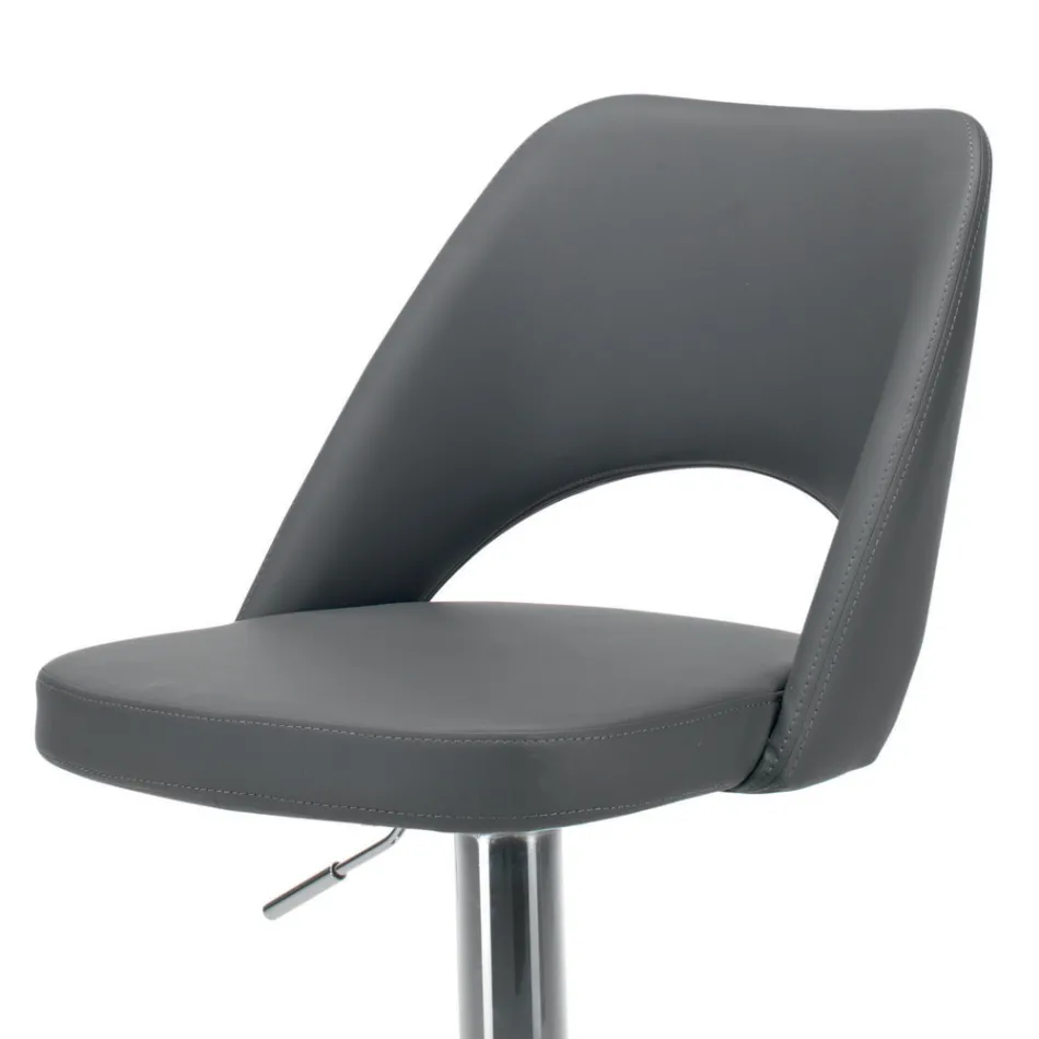 Banqueta em couro ecológico e aço com elevador a gás Made in Italy - Lorenza Viadurini