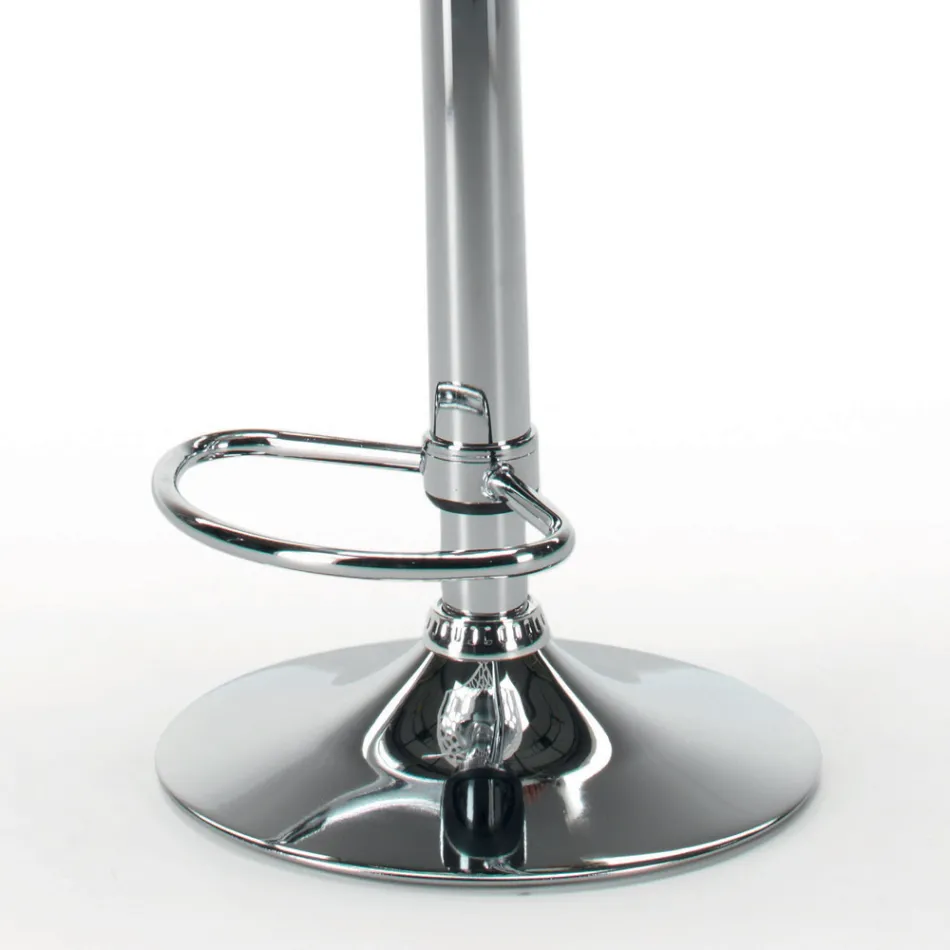 Banqueta em couro ecológico e aço com elevador a gás Made in Italy - Lorenza Viadurini