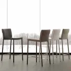 Banqueta em metal e aço e couro ecológico moderno made in Italy Prato Viadurini