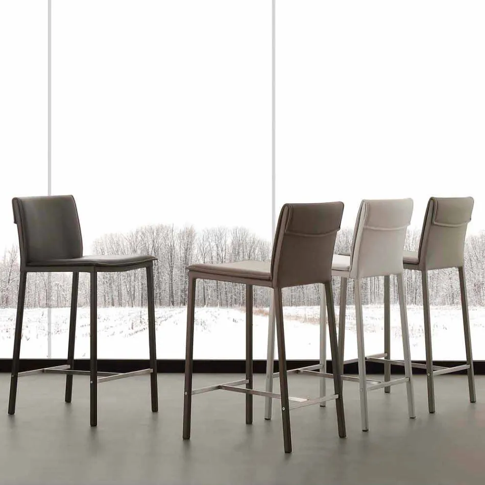 Banqueta em metal e aço e couro ecológico moderno made in Italy Prato Viadurini