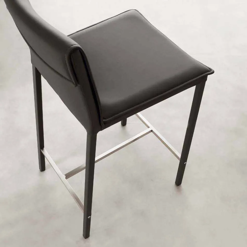 Banqueta em metal e aço e couro ecológico moderno made in Italy Prato Viadurini