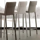 Banqueta em metal e aço e couro ecológico moderno made in Italy Prato Viadurini