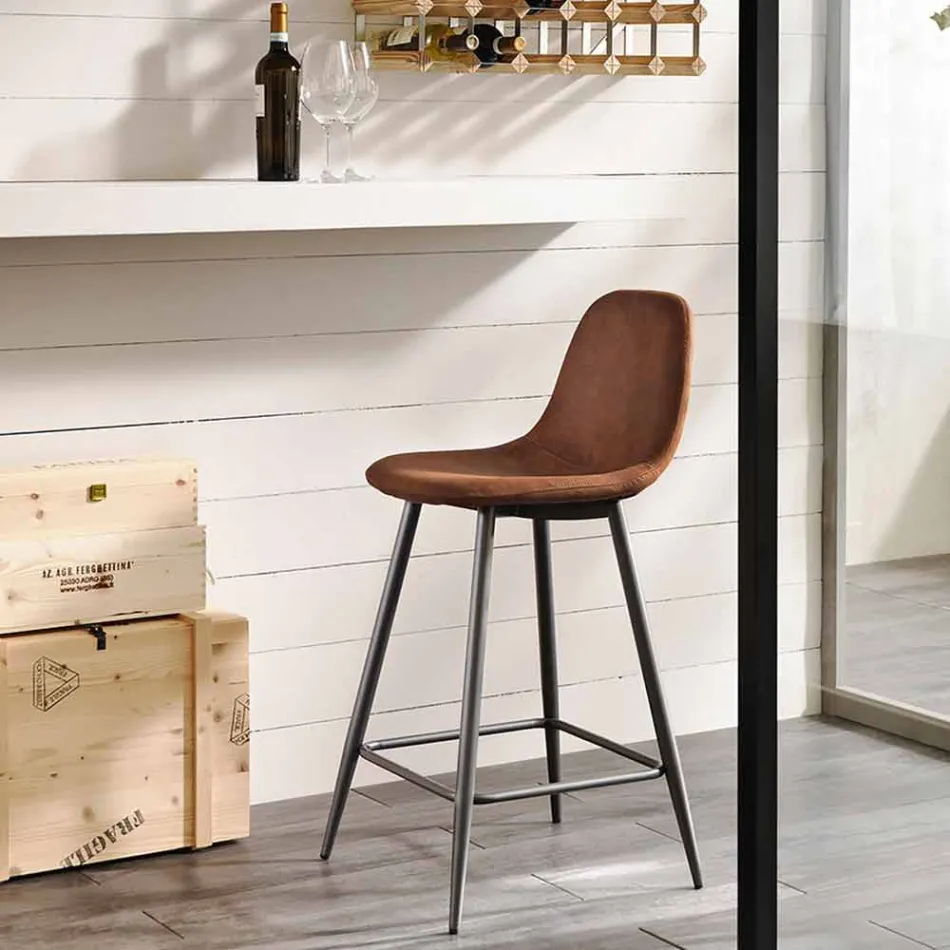 Couro sintético Gino design moderno e banqueta de metal Viadurini