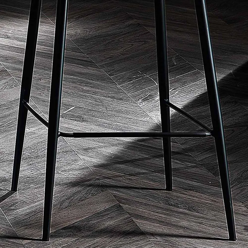Banqueta em tecido e design de metal antracite Made in Italy - Marianet Viadurini