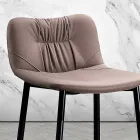 Banqueta em Tecido de Fibra Efeito Couro e Metal Fabricado na Itália - Gohan Viadurini