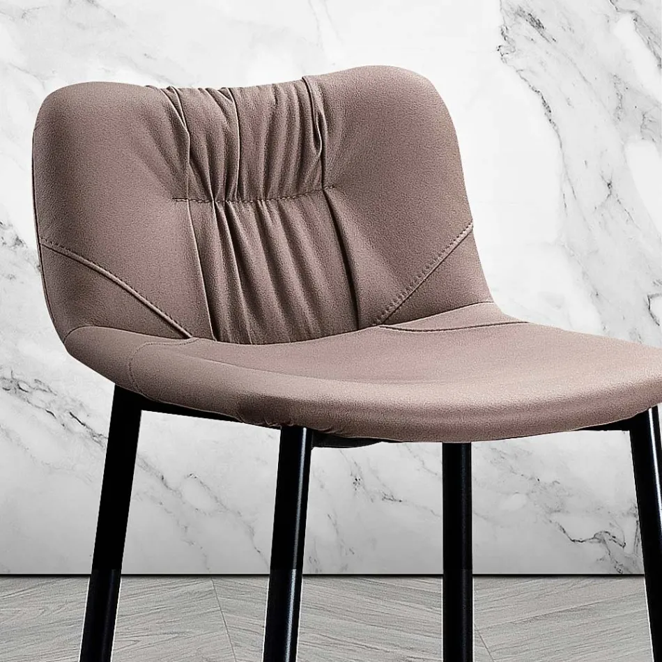 Banqueta em Tecido de Fibra Efeito Couro e Metal Fabricado na Itália - Gohan Viadurini