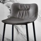 Banqueta em Tecido de Fibra Efeito Couro e Metal Fabricado na Itália - Gohan Viadurini