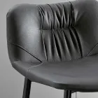 Banqueta em Tecido de Fibra Efeito Couro e Metal Fabricado na Itália - Gohan Viadurini