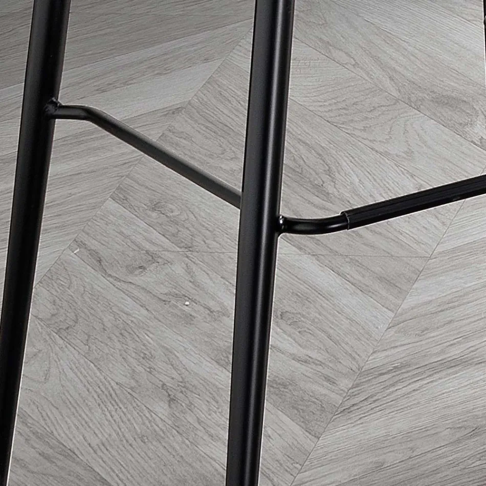 Banqueta em Tecido de Fibra Efeito Couro e Metal Fabricado na Itália - Gohan Viadurini