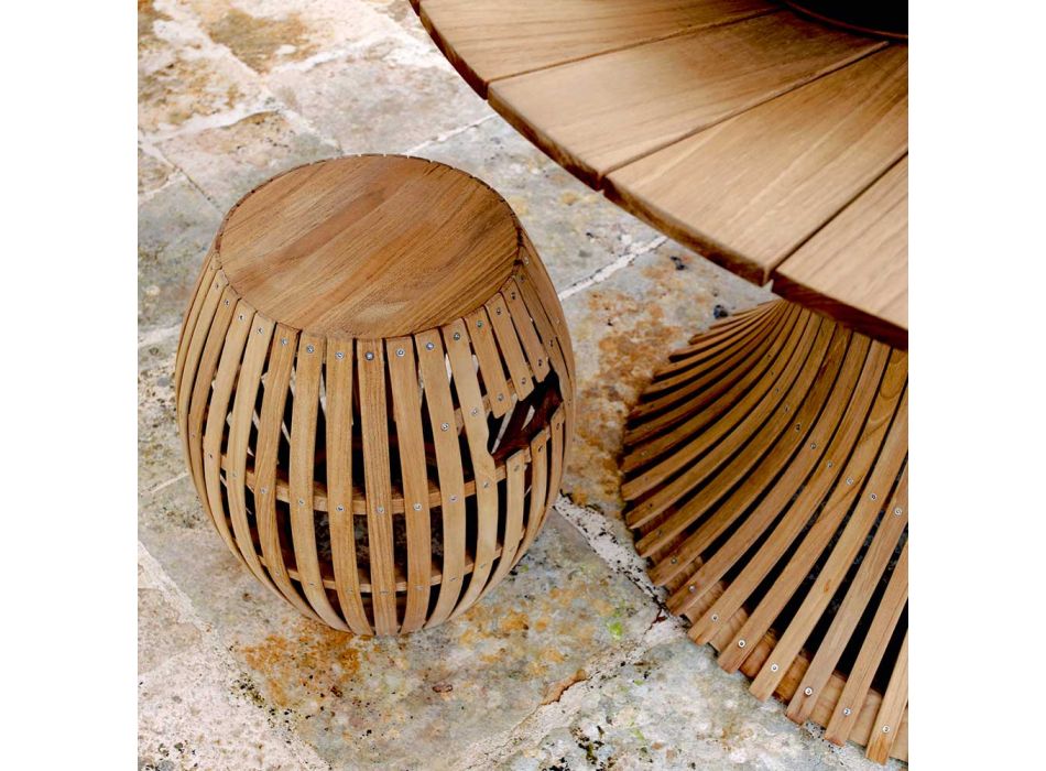 Banqueta de jardim de madeira de teca fabricada na Itália - Haylin Viadurini