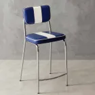 Banquinho estilo anos 50 elegante com faixa de faixa central branca Viadurini