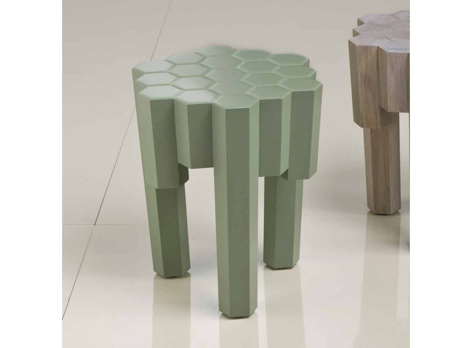 Banqueta / mesa de centro design de madeira maciça, L38xD38 cm, Begga Viadurini