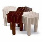 Banqueta / mesa de centro design de madeira maciça, L38xD38 cm, Begga Viadurini