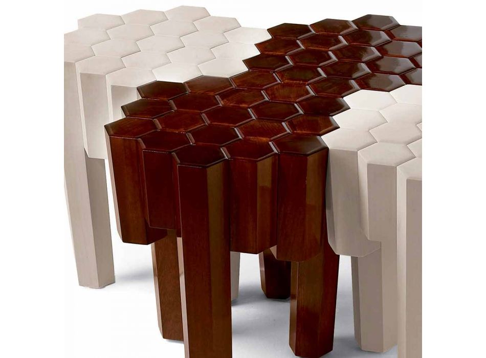 Banqueta / mesa de centro design de madeira maciça, L38xD38 cm, Begga Viadurini