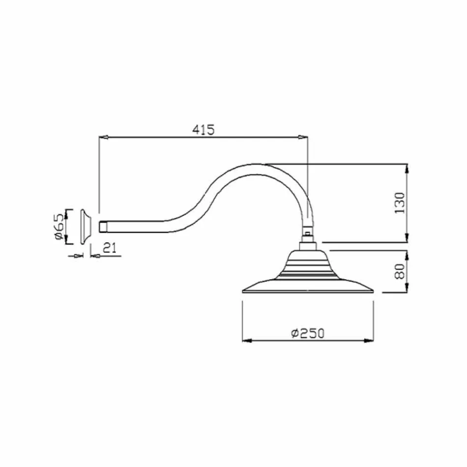 Chuveiro de aço clássico com braço de chuveiro de latão Made in Italy - Jeko Viadurini