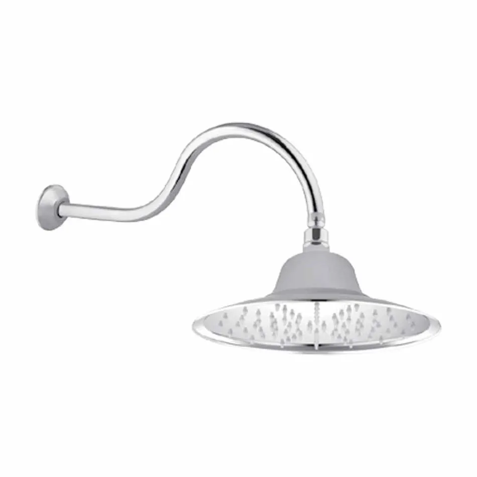 Chuveiro de aço clássico com braço de chuveiro de latão Made in Italy - Jeko Viadurini