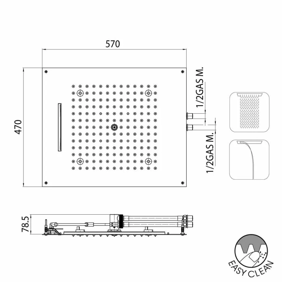 Cabeça de chuveiro com dois jatos diferentes design moderno Sonho Viadurini