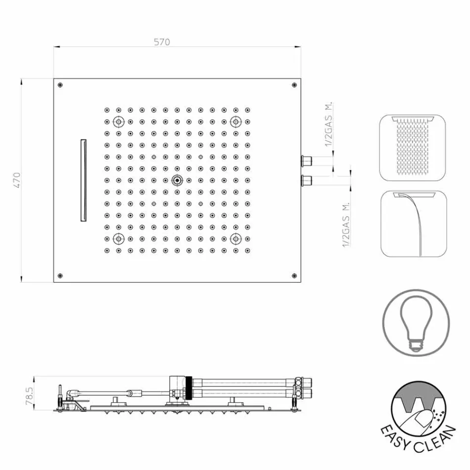 Cabeça de chuveiro com cromoterapia dois design moderno Dream jets Viadurini