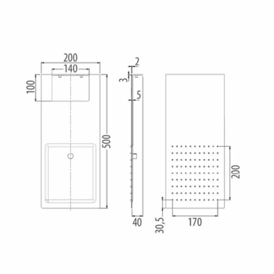 Cabeça de chuveiro de parede em aço com jato duplo Made in Italy - Cartesio Viadurini