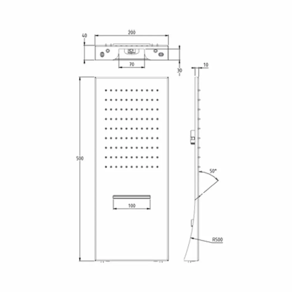 Chuveiro de parede retangular de aço inoxidável feito na Itália - líquido Viadurini