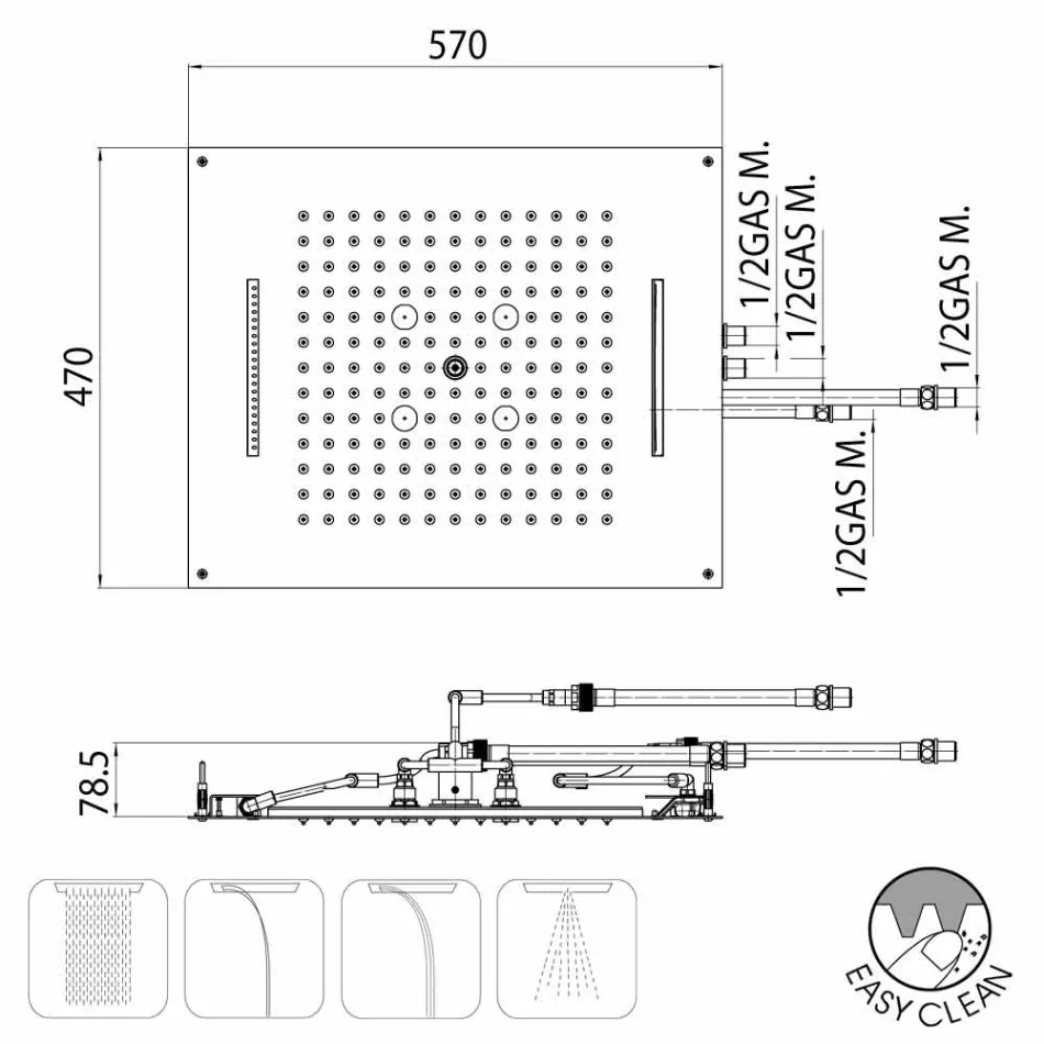 Chuveiros modernos do chuveiro quatro funções do chefe de Bossini Viadurini