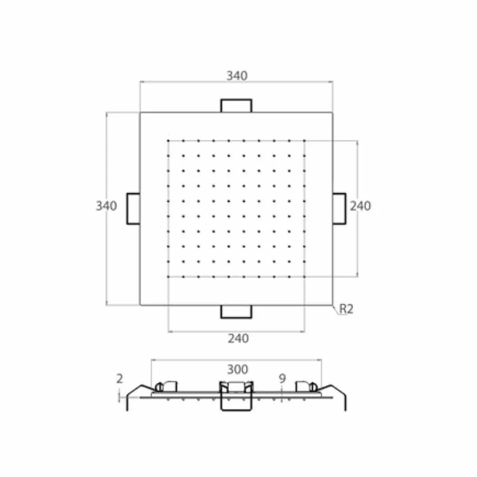 Chuveiro de teto quadrado em aço fabricado na Itália - amido Viadurini