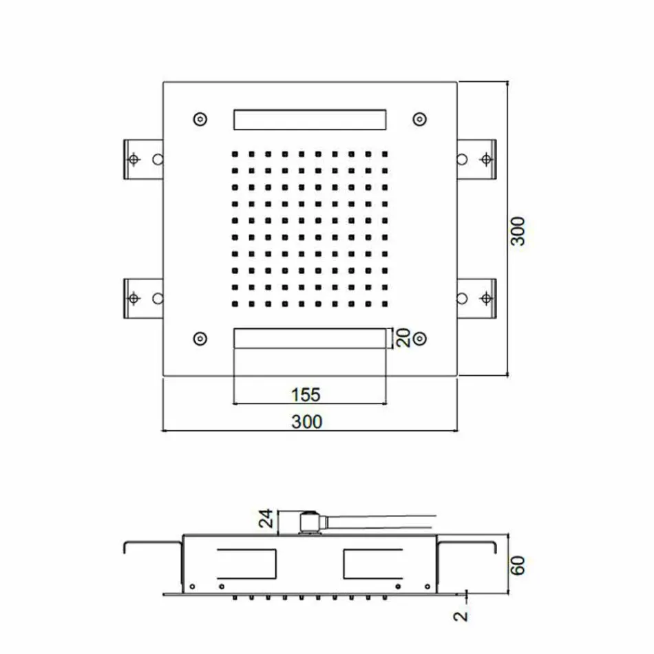Chuveiro Quadrado em Aço Inoxidável com Cromoterapia Made in Italy - Bilbo Viadurini