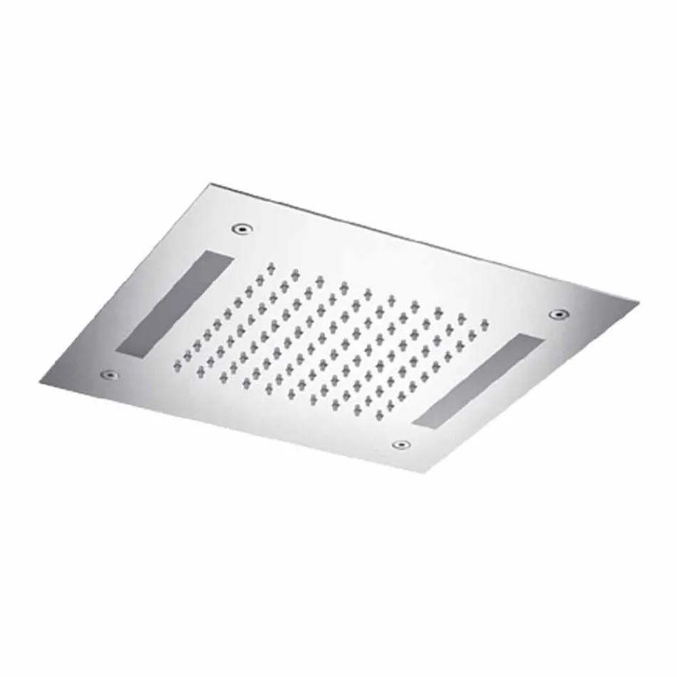 Chuveiro Quadrado em Aço Inoxidável com Cromoterapia Made in Italy - Bilbo Viadurini